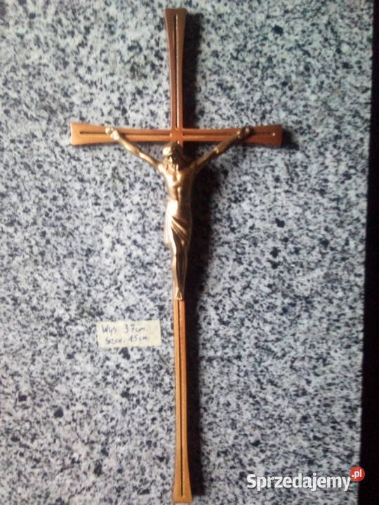 Krzyż miedziowany mosiądz Jezus