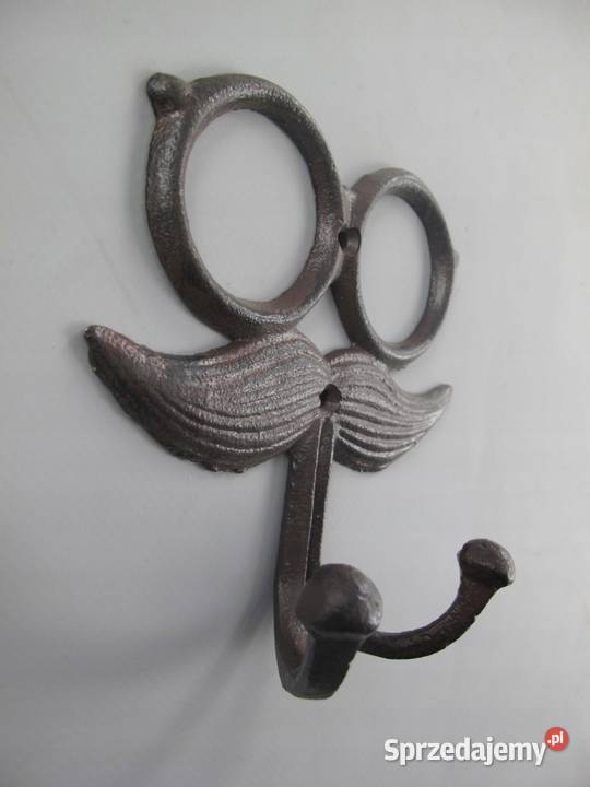 Wieszak żeliwny okulary wąsy wąsacz żeliwo retro Gizałki sprzedam
