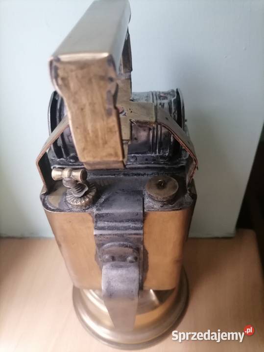 Stara mosiężna lampa karbidowa kolejowa z lat 30 Kraków