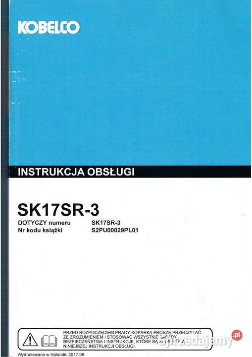 Kobelco Sk17SR3 gąsienica DTR Instrukcja obsługi Kraków