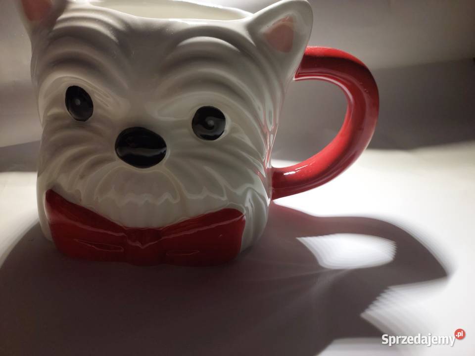 Nowy kubek ceramika pies biały dolnośląskie sprzedam