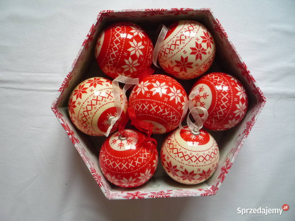 2 opakowania Bombki choinkowe czerwone wzór Szczecin