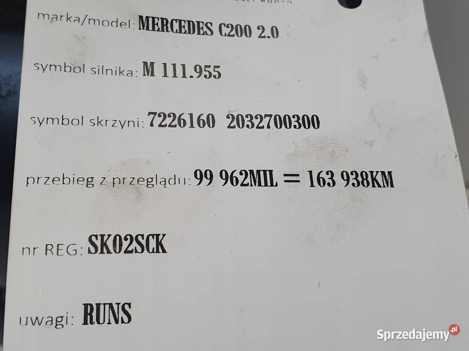 ROZRUSZNIK Mercedes W203 20 K kompresor Chełm