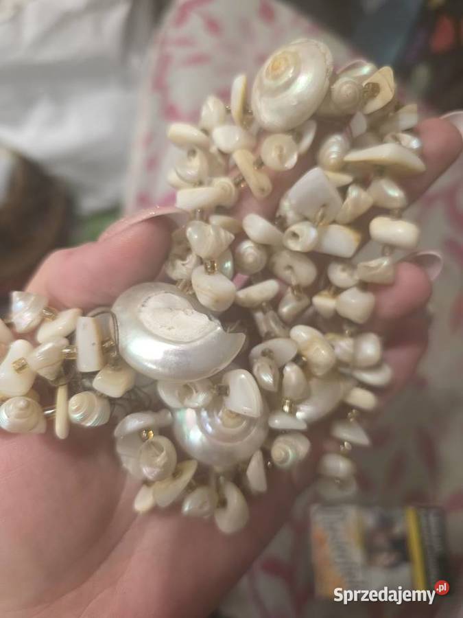 Vintage naszyjnik boho z naturalnych muszelek i Prudnik