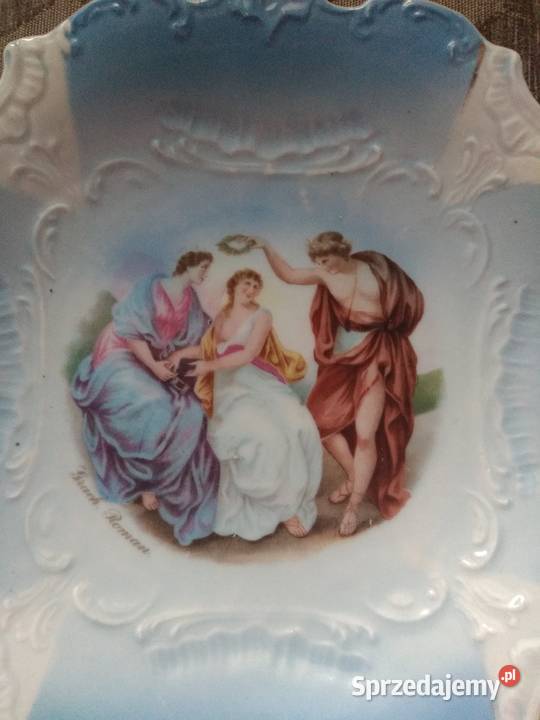 Dekoracyjna patera ze scenka rodzajowasecesja Radom