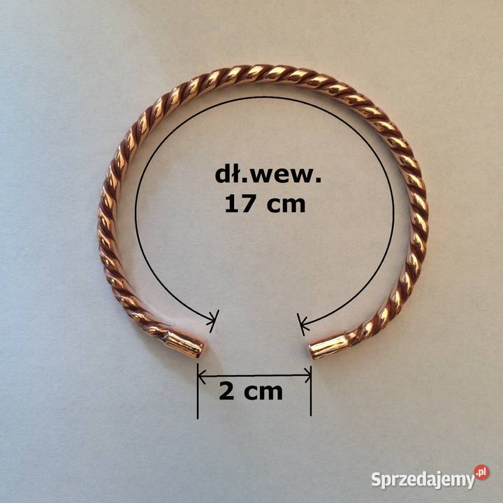 Bransoletka Miedziana dł wew 17 szer 6mm Splot Wrocław
