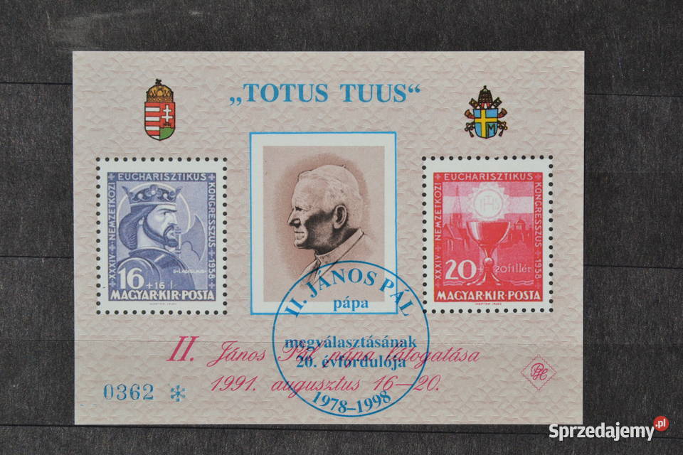 Znaczki Papież Jan Paweł II Węgry Blok Sobótka