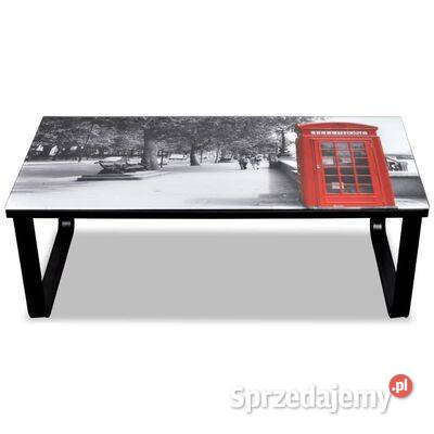 Stolik kawowy z nadrukiem budki telefonicznej Warszawa