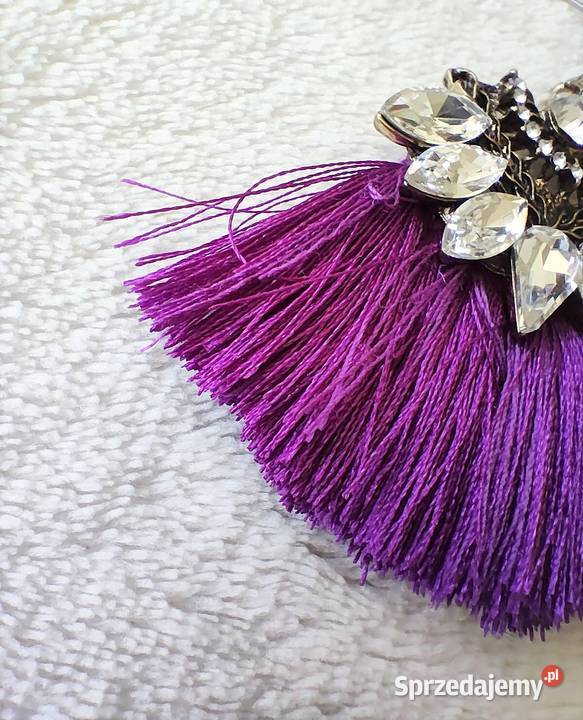 Nowe kolczyki chwosty fioletowe białe kamienie Szczecin
