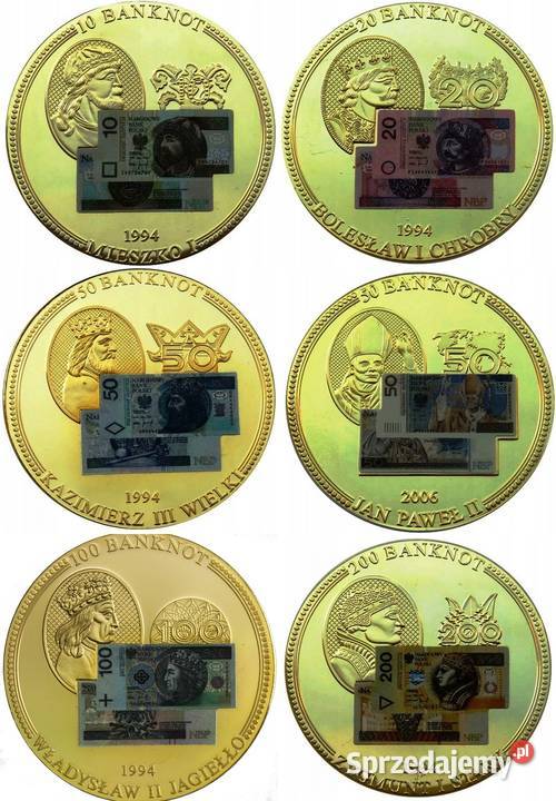 3 x Moneta Medal Banknot 10 Mieszko 20 Chrobry