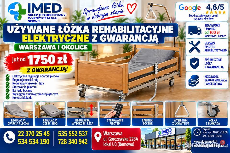 Łóżko Rehabilitacyjne na Pilota Wynajem Warszawa