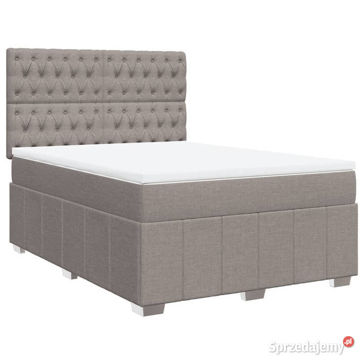 Łóżko kontynentalne z materacem taupe tkanina 140cm