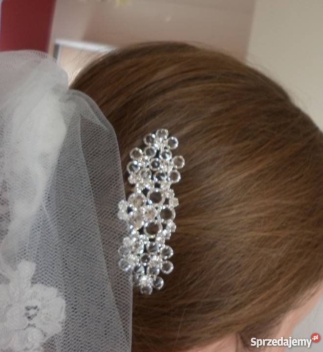Grzebyk ślubny ozdoba do włosów posrebrzany Szydłowiec