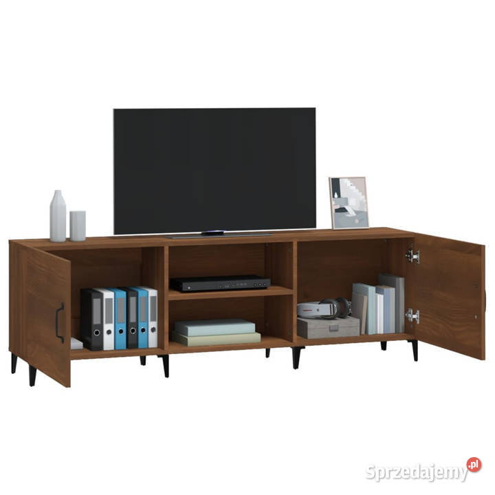 Szafka TV brązowy dąb 150x30x50 materiał RTV Warszawa