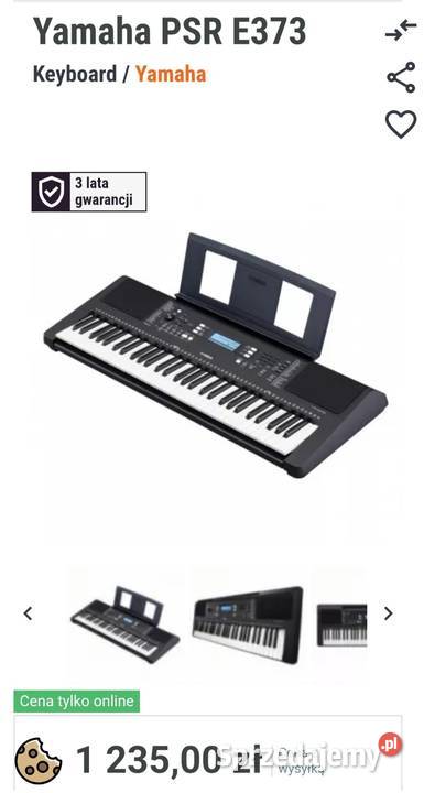 KEYBOARD YAMAHA PSR E373 2 STAN IDEALNYMOŻLIWA Yamaha Instrumenty klawiszowe i MIDI Sędowice