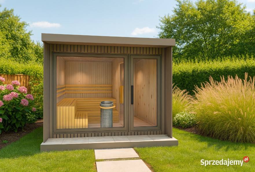 Sauna ogrodowa z przedsionkiem na wymiar projekt Tychy