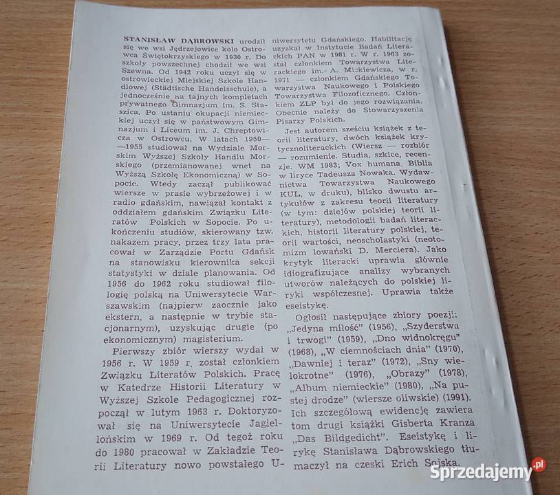 Pętlą las wiersze oliwskie Stanisław Dąbrowski Rok wydania 1992 Gdańsk