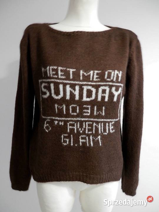 Sweter Wełniany Moherowy Czekoladowy Kolor Łomża