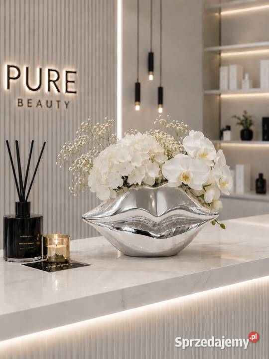 Ceramiczny Wazon Usta Glamour Srebrna Dekoracja Golkowice