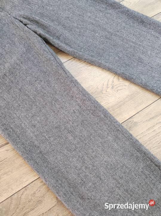 Wełniane spodnie Marks Spencer Jodełka Vintage czarny Spodnie Jasło