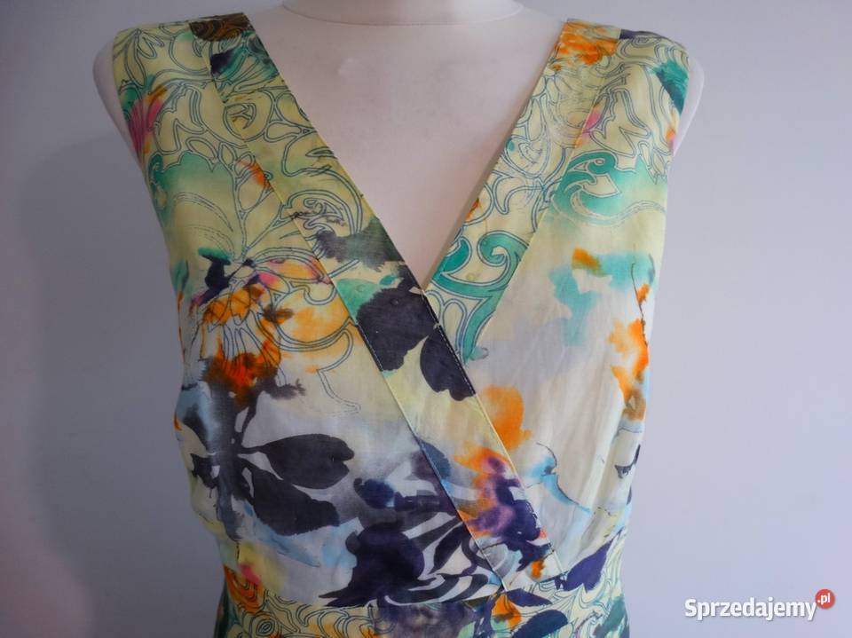 Sukienka Jedwabna Jedwab Bawełna Cytrynowy Kolor Moda i Styl Łomża