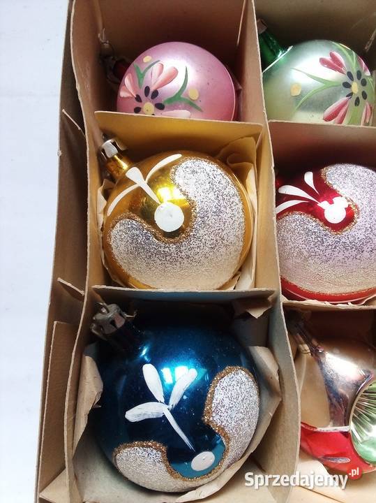 szklane bobki vintage PRL Częstochowa