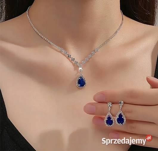 Komplet biżuterii z niebieskimi cyrkoniami Dla kobiet