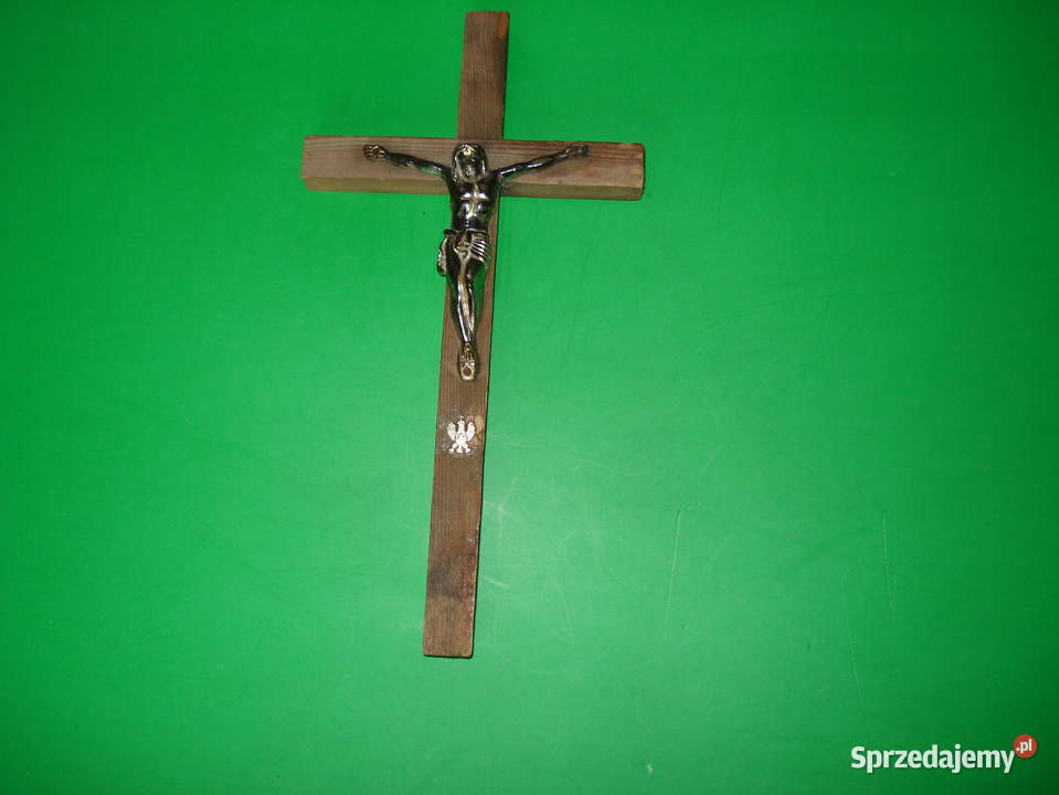 Krzyż na drewnianej obsadzie z lat PRL Warszawa sprzedam
