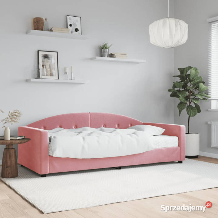 Sofa z materacem do spania różowa aksamit 90x200 Warszawa