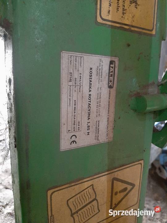 Kosiarka rotacyjna Talex hydraulicznie składana Rotacyjne Rolnictwo Wyszki