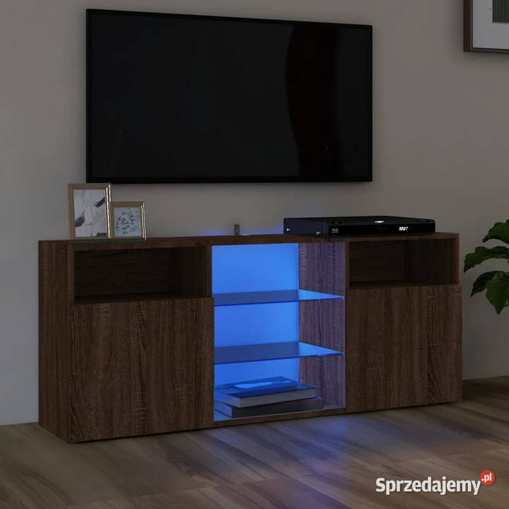 Szafka TV z oświetleniem LED brązowy dąb Warszawa