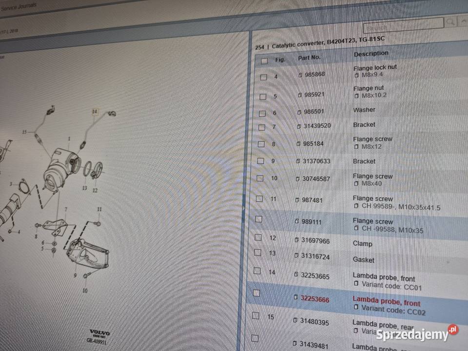 Sonda lambda cześć Volvo OE 32253666 osobowe Sondy lambda pomorskie Gdańsk