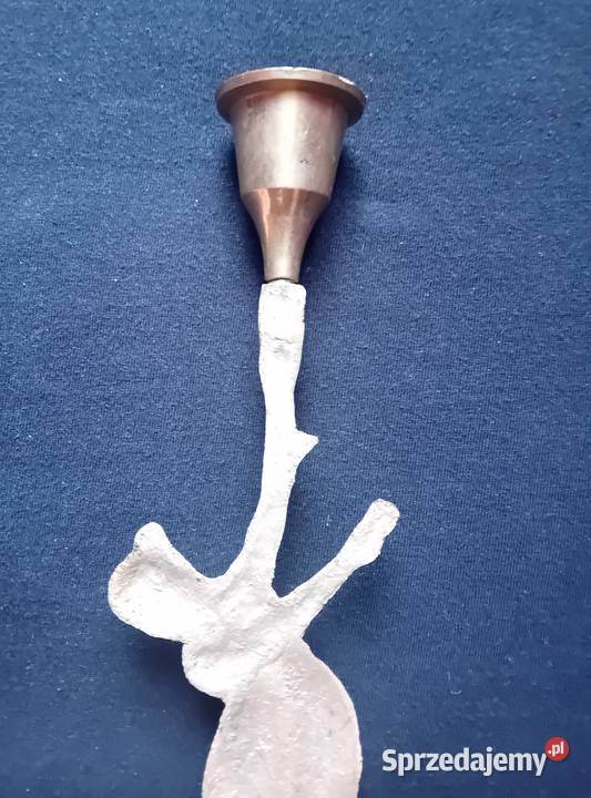 Mosieżny świecznik Indie lata 80e XX w wielkopolskie Koźminek