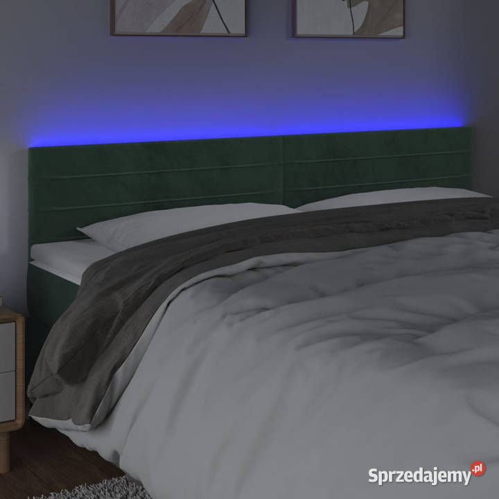 Zagłówek do łóżka z LED ciemnozielony 180x5x7888 Ramy i stelaże mazowieckie Warszawa