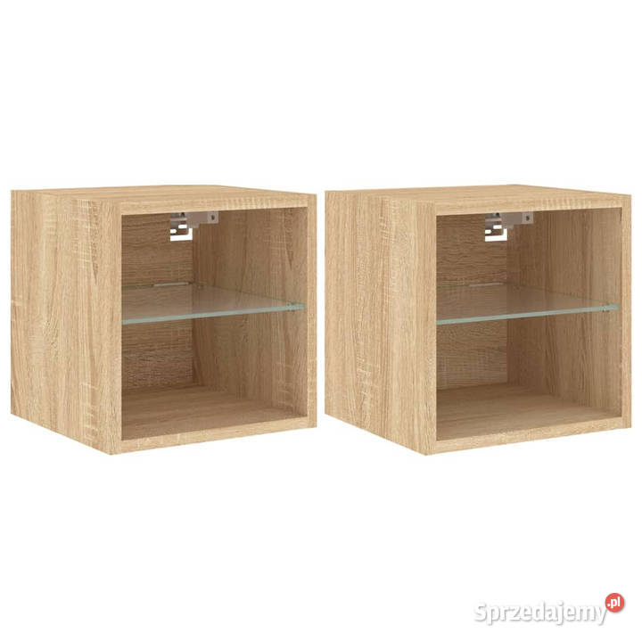 Ścienne szafki TV z LED 2 dąb sonoma 30x285x30 mazowieckie Warszawa