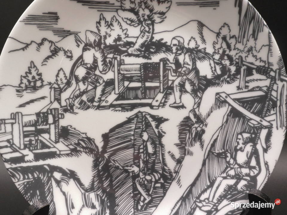 Talerz dekoracyjny z rysunkiem przedstawiającym Raszków