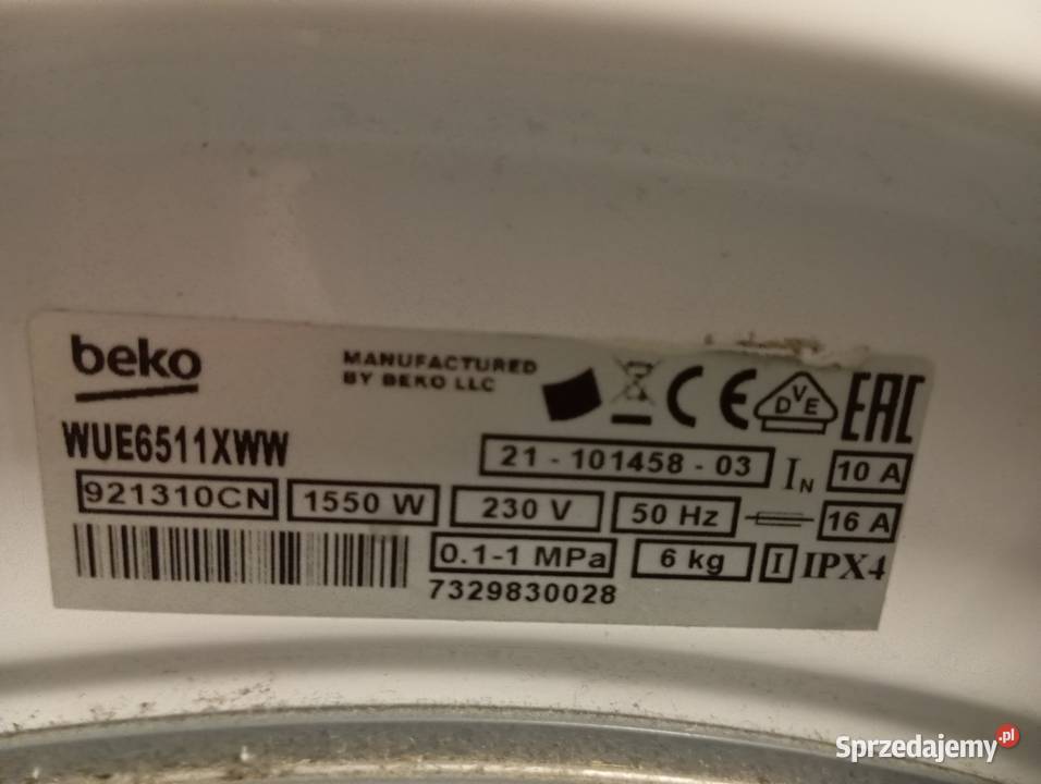 Pralka BEKO slim 6 1000 obr WUE6511XWW łódzkie Piotrków Trybunalski