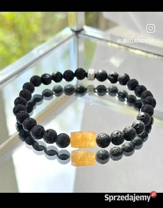 Bransoletka kamień Cytryn Lawa wulkaniczna męska Bytom