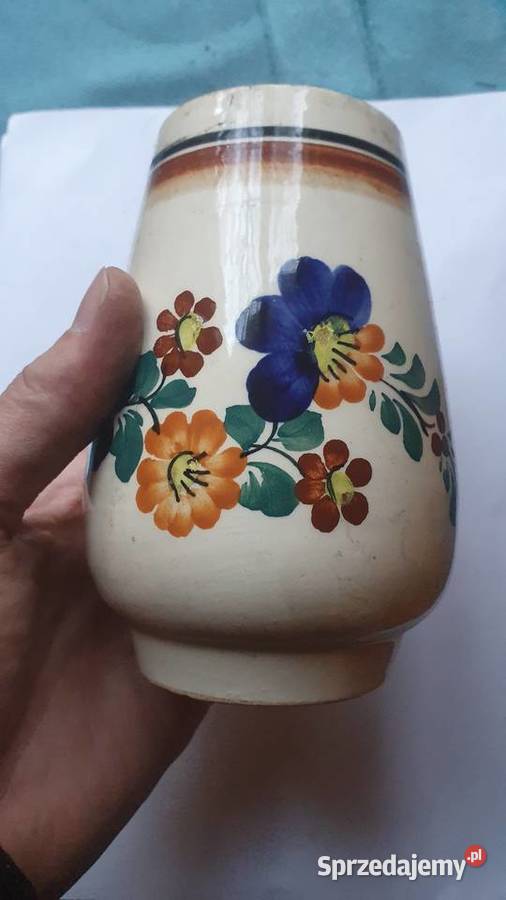 Fajansowy wazon Włocławek 1970 Sygnowany Ręcznie mazowieckie Warszawa sprzedam