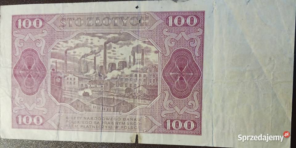 100 złotych Robotnik 1VII1948 rseria HTw ramce wielkopolskie Konin