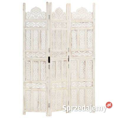 vidaXL Parawan 3panelowy rzeźbiony biały 120x165 Meble mazowieckie Warszawa