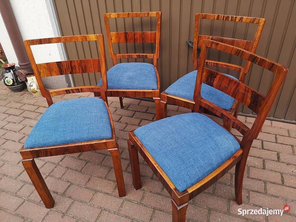 Krzesła ARTDECO Orzech Stare Antyk Komplet 4 Swarzędz