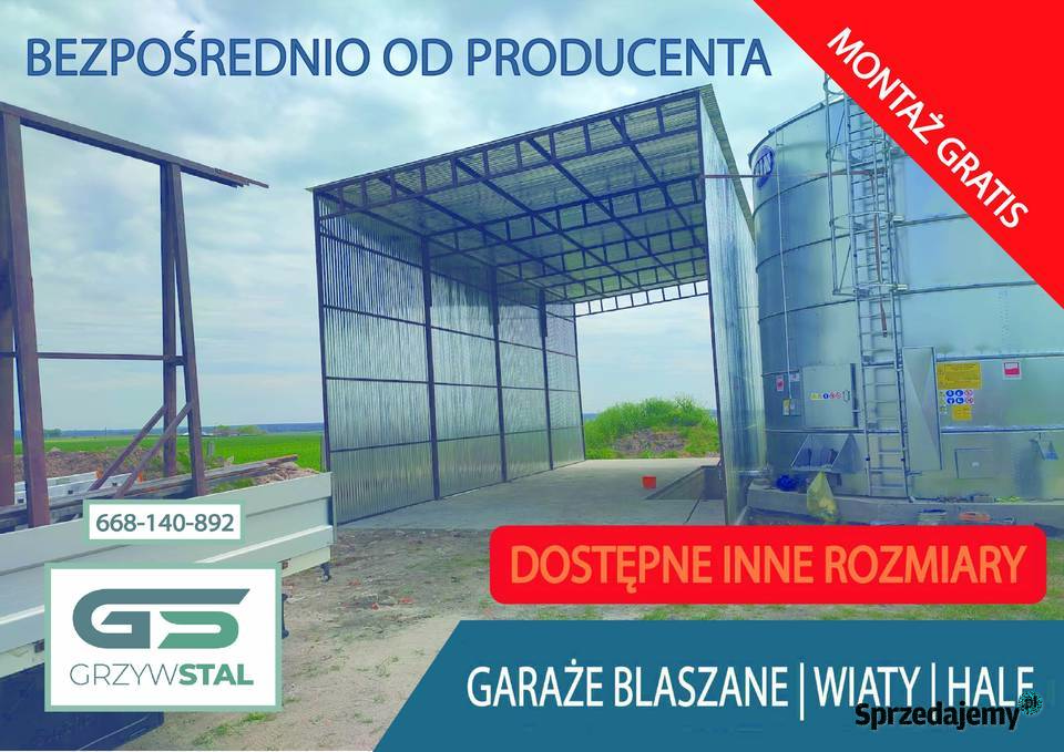 Garaż Blaszany OtwartaWiata wysoka OCYNK Garaże Oława sprzedam