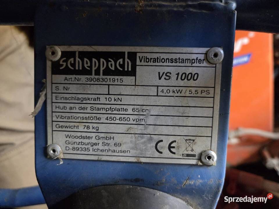 Zagęszczarka Sheppach VS1000 syndyka 50 zachodniopomorskie Szczecin