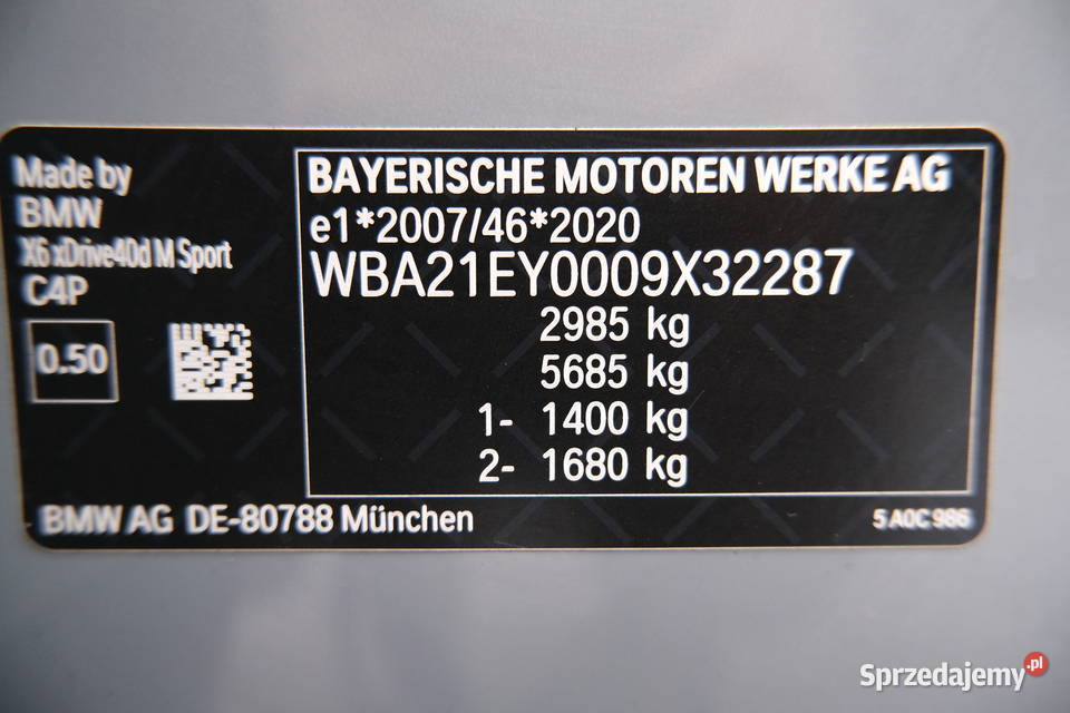 BMW X6 2024 299300 ccm 340 mazowieckie Warszawa