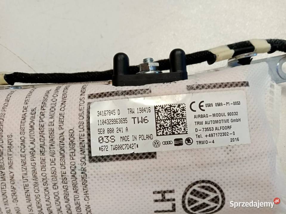 PODUSZKA AIRBAG FOTELA SKODA OCTAVIA III LEWA Rakoniewice