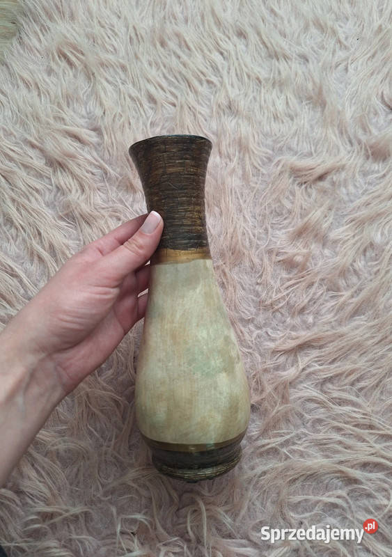 Śliczny brązowy beżowy kremowy wazon vintage Kraków