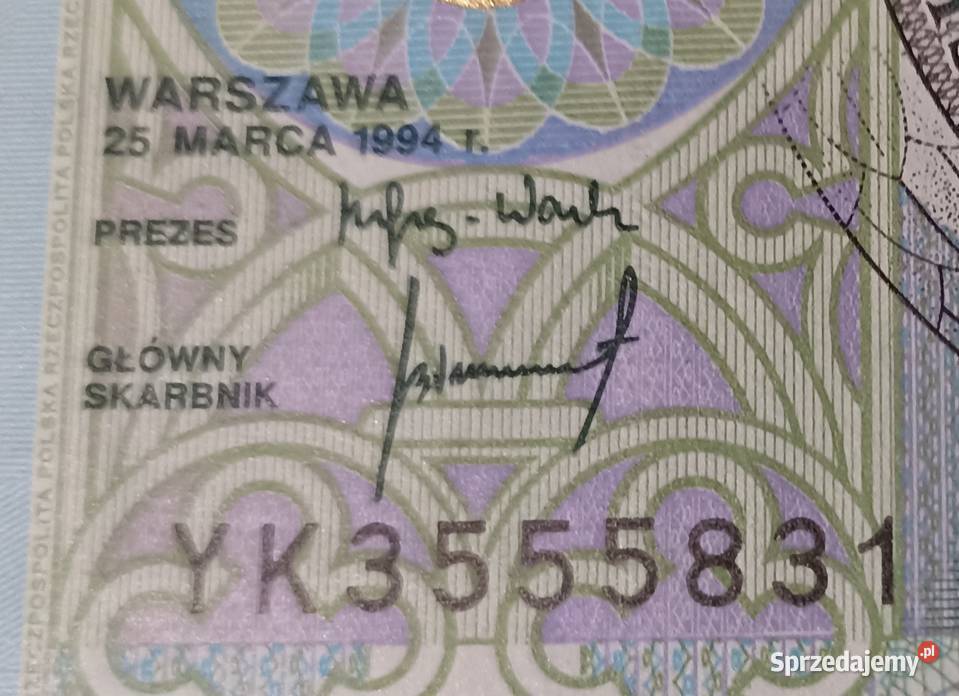 Banknot 100 Seria YK3555831 Rzeczenica