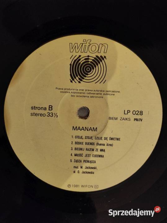 1980 Maanam Płyta gramofonowa winylowa analogowa Kielce