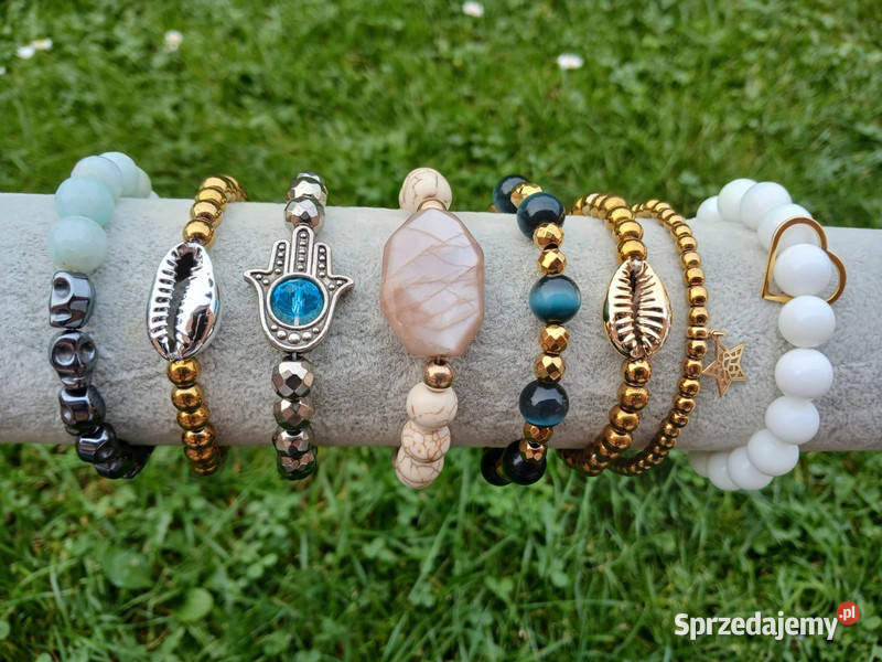 Bransoletki damskie 8 sztuk HematytHowlitAgat Kielce sprzedam